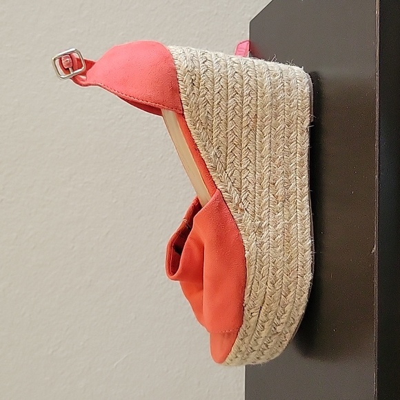 Size 6.5 Db Dk Fashion Coral Ankle Strap Espadrille Wedges - Picture 10 of 11